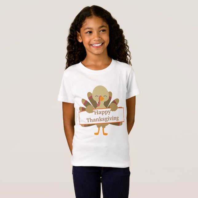 Kids Individuell anpassbarer Erntedank Truthahn-T  T-Shirt (Vorne ganz)