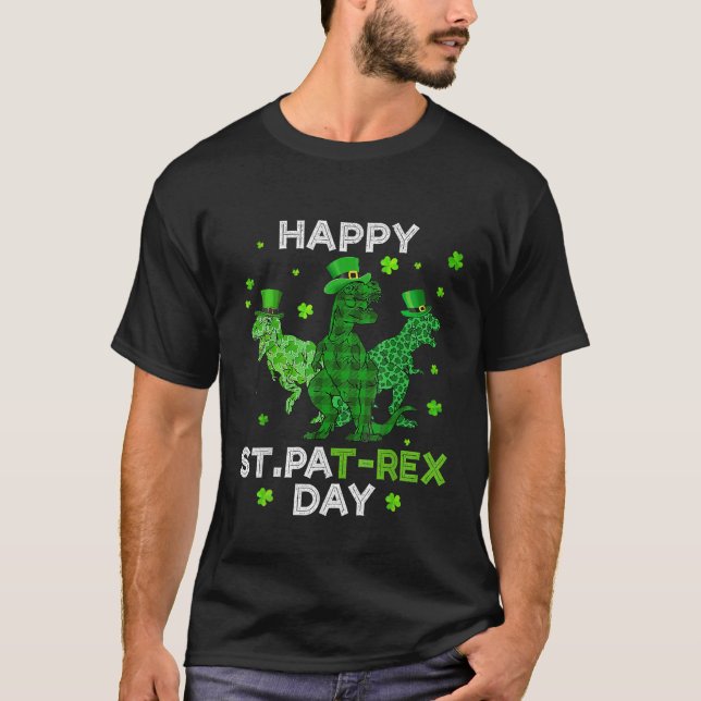 Kids Irish Rex Dinosaurier Kleeblatt St Patricks D T-Shirt (Vorderseite)