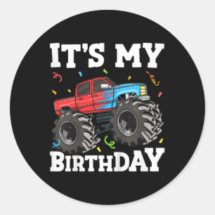 Kids its Birthday Monster Truck Birthday Boy to Runder Aufkleber