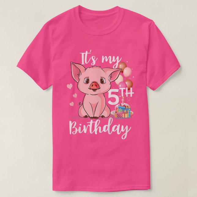 Kids It's My 5th Birthday - Cute Pigs Lovers Gift  T-Shirt (Design vorne)