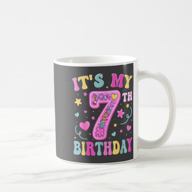 Kids It's My 7th Birthday Girl 7 Seven Happy Birth Kaffeetasse (Rechts)