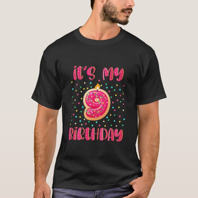 Kids It's My 9Th Birthday Donut 9 Years Old Sweet T-Shirt (Vorderseite)