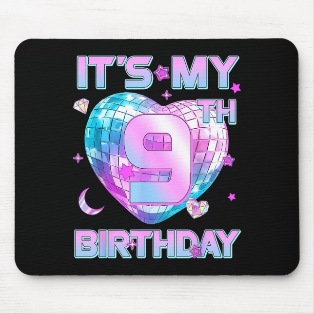 Kids It's My 9th Birthday Girl 9 Year Old Kp Bday  Mousepad (Vorne)