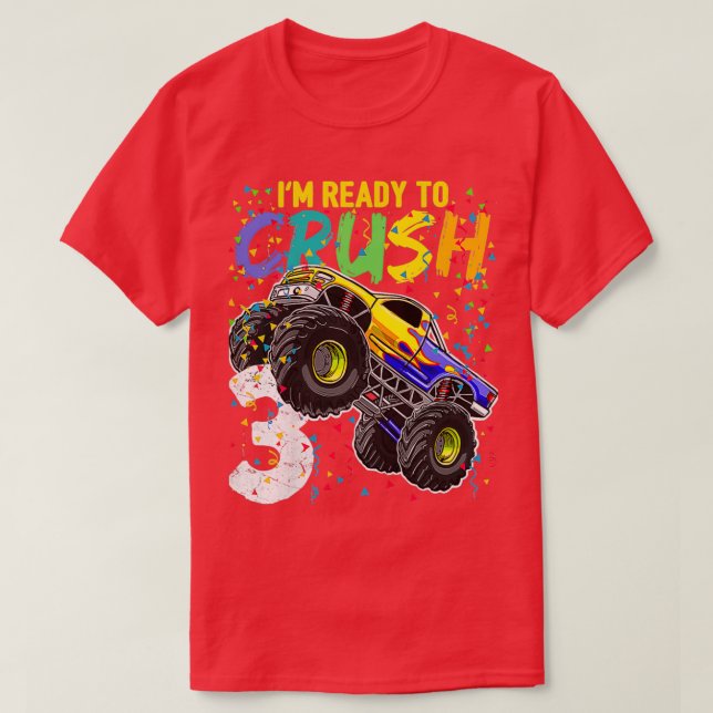 Kids Ix27m Ready to Crush 3 Monster Truck 3rd Birt T-Shirt (Design vorne)
