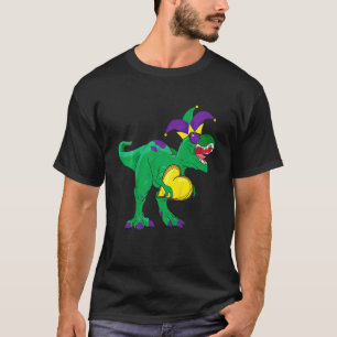 Kids Jester Dinosaur Mardi Gras Rex Carnival Masqu T-Shirt