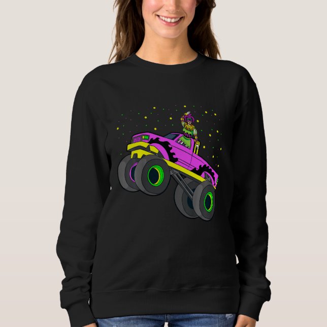 Kids Jester Riding Monster Truck Mardi Gras Cool m Sweatshirt (Vorderseite)