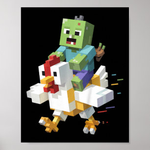 Kids Jock Hühner-Shirt Pixel Art Gamer Zombie Jung Poster