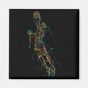 Kids Jungen Basketballspieler Abstract Papa Spiel Magnet