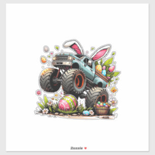 Kids Jungen Frohen Ostertag Hase Monster Truck Ei Aufkleber