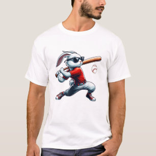 Kids Jungen Fröhlicher Osterhase spielt Baseball O T-Shirt