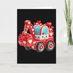 Kids Jungen Kawaii Valentinstag Roter Baulastwagen Karte