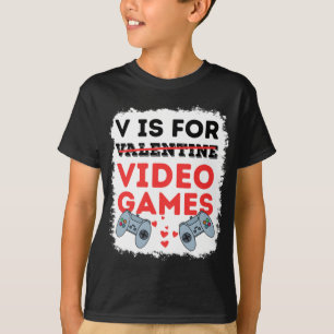Kids Jungen V steht für Videospiele Lustiges Valen T-Shirt