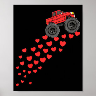 Kids Jungen Valentinstag Monster Truck Herzen Todd Poster