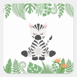 Kids Jungle Animals Party Square Sticker - Zebra