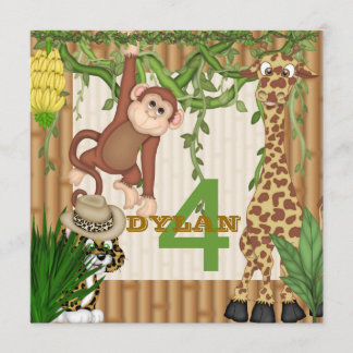 Kids Jungle Safari Birthday  Invitation Template Einladung