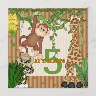 Kids Jungle Safari Birthday  Invitation Template Einladung