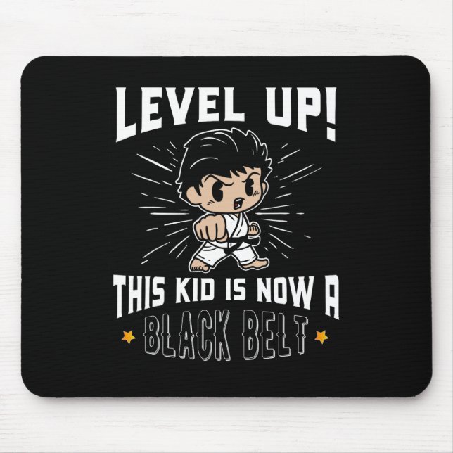Kids Karate Uniform Black Belt Award T Shirt Gifts Mousepad (Vorne)