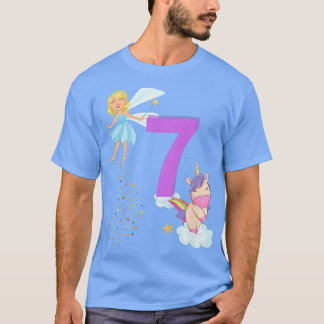 Kids Kids Fairy Birthday Party 7 years Theme Unico T-Shirt