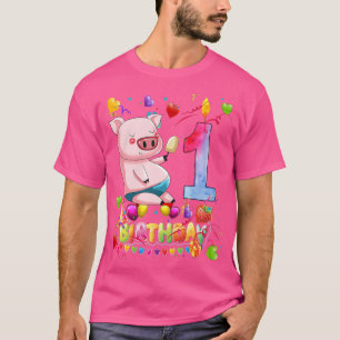 Kids Kids Schwein Geburtstagsfeier 1 Jahr alter Ju T-Shirt
