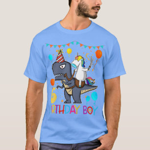 Kids Kids Unicorn Riding Dinosaur 6 Years Old Bir T-Shirt