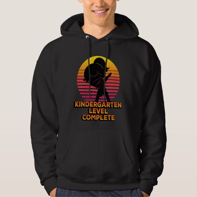 Kids Kindergarten Level Complete Silhouette Dabbin Hoodie (Vorderseite)