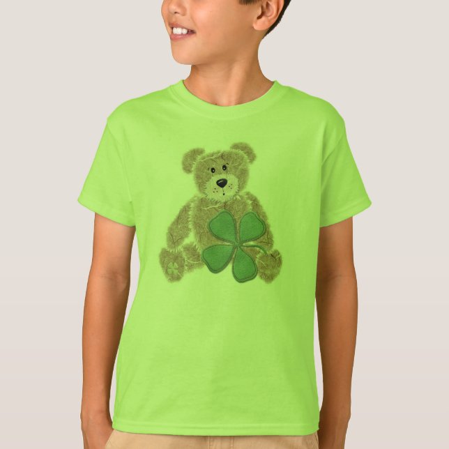 Kids Kleeblatt bear St Patricks Day tee (Vorderseite)