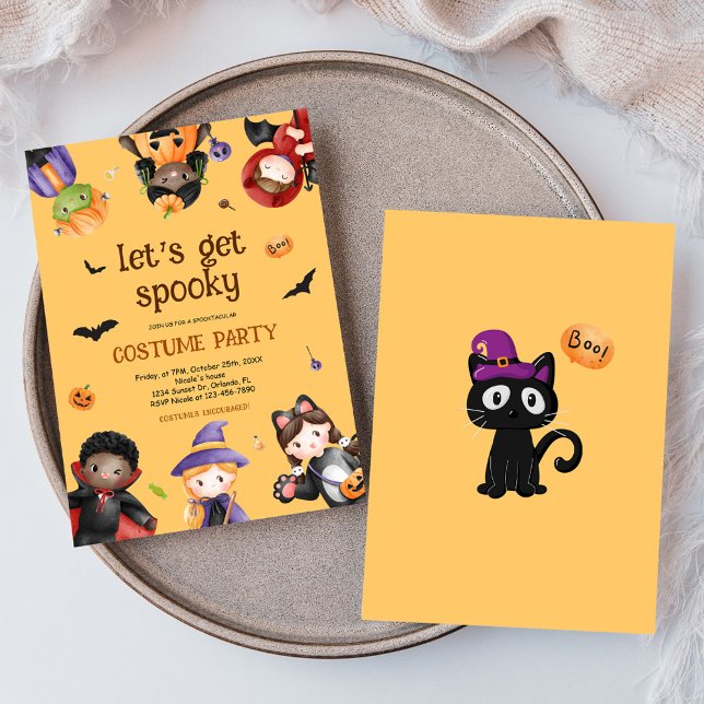 Kids Kostüm Halloween-Party Niedlich Spooky Funny Einladung (Kids Costume Halloween Party Cute Spooky Funny Invitation)