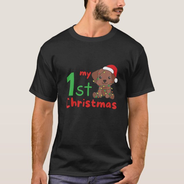 Kids Labrador My 1st Christmas Dog Baby Christmas  T-Shirt (Vorderseite)