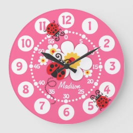 Kids Ladybug & Blume niedliche Maueruhr Große Wanduhr