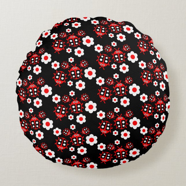 Kids Ladybug Rundes Kissen (Vorderseite)