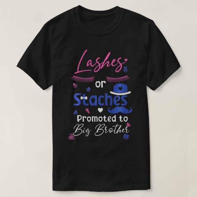 Kids Lashes or Staches Promoted To Big Brother Gen T-Shirt (Design vorne)