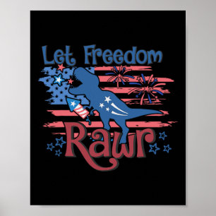 Kids lassen Freiheit Rawr T-Rex Dinosaurier USA-Fl Poster