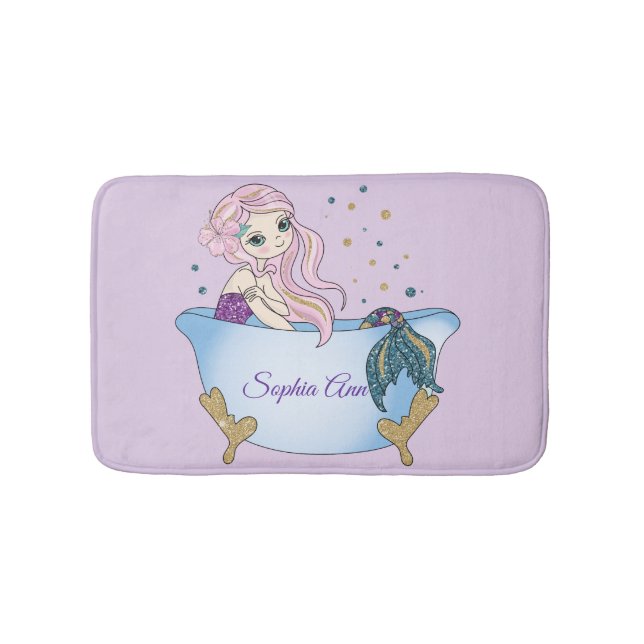 Kids Lavender Glitzer Mermaid Bath Mat Badematte (Vorderseite)