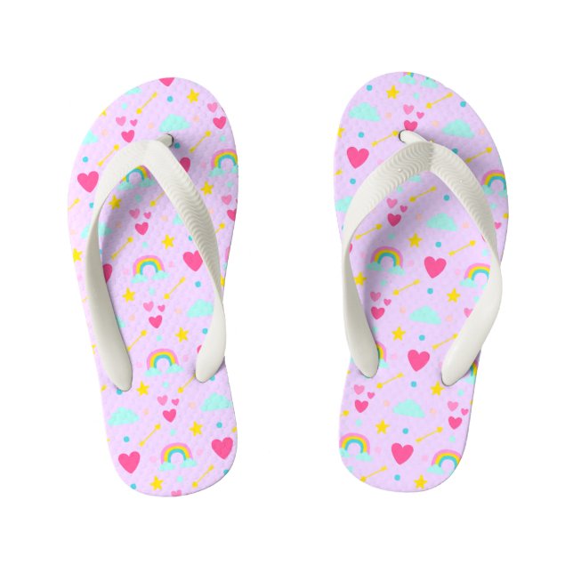 Kids Lavender Regenbogen Gemustert Flip Flops (Fußbett)