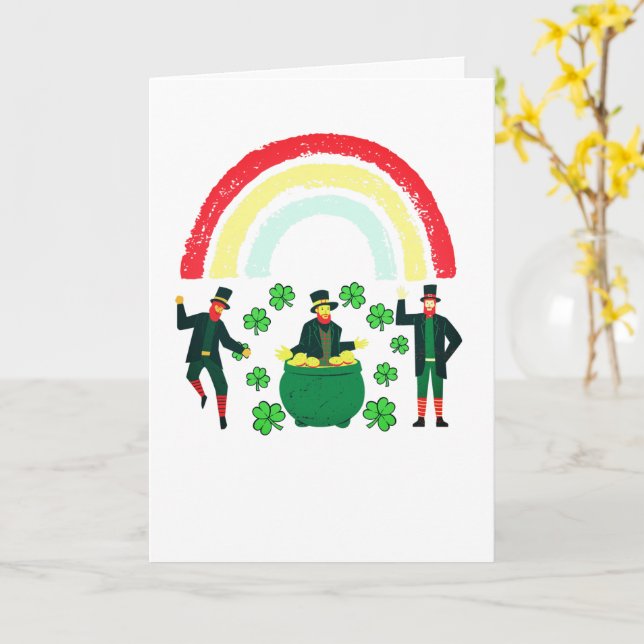 Kids Leprechaun Gold Rainbow St Patrick's Day Karte (Gelbe Blume)