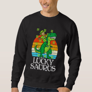 Kids Leprechaun Trex Luckysaurus St Patricks Day T Sweatshirt