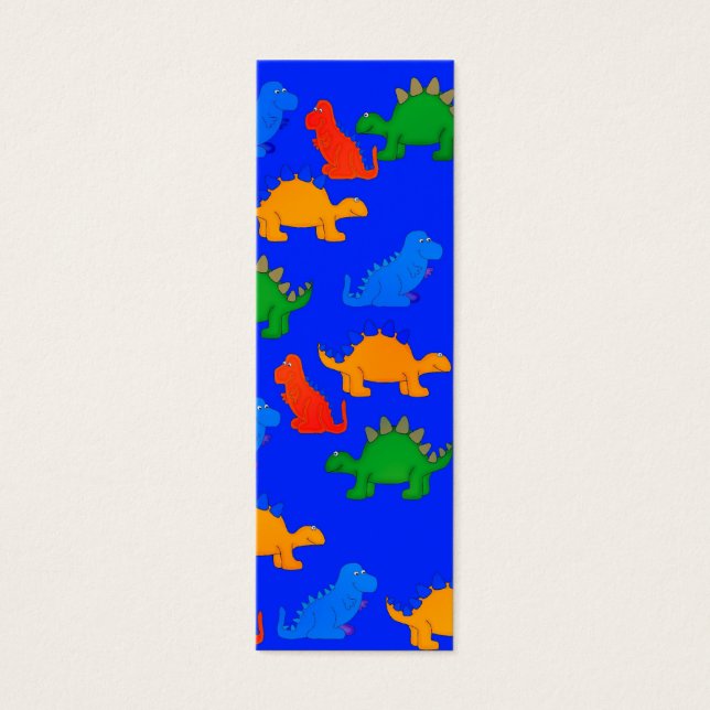 Kid's Lesezeichen Boys Dinosaur Collage Blue (Vorderseite)