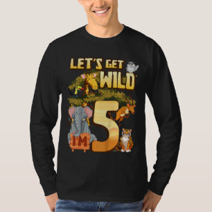 Kids Let's Be Wild Ich bin 5 Safari Animal Zoo Tie T-Shirt