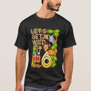 Kids Let's Be Wild Ich bin 6 Safari Animal Zoo Tie T-Shirt