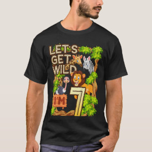 Kids Let's Be Wild Ich bin 7 Safari Animal Zoo Ani T-Shirt