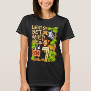 Kids Let's Be Wild Ich bin 7 Safari Animal Zoo Ani T-Shirt