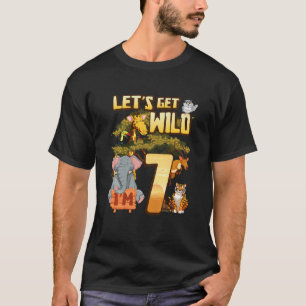 Kids Let's Be Wild Ich bin 7 Safari Animal Zoo Ani T-Shirt