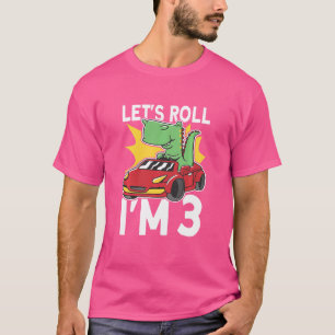 Kids Let's Roll I m 3 Bday Dino Rex 3. Geburtstag T-Shirt