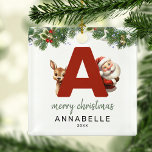 Kids Letter A Monogram Christmas Tree Ornament Aus Metall<br><div class="desc">Geben Sie Ihrem Weihnachtsbaum eine persönliche Touch in dieser Weihnachtszeit mit einem Monogramm Ornament! Mit einem Santa und einem Rentier, der hinter dem Buchstaben A herschaut, kann dieser Ornament mit einem Sonderfoto, Namen und Jahr personalisiert werden, und einem beiliegenden Template Gruß. Machen Sie diesen festlichen Sake zu einem Teil Ihrer...</div>