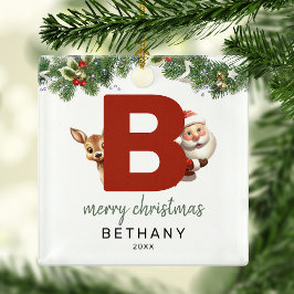 Kids Letter B Monogram Christmas Tree Ornament Aus Metall