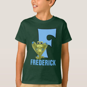 Kids Letter F Monogram Blue and Green Frosch T-Shirt