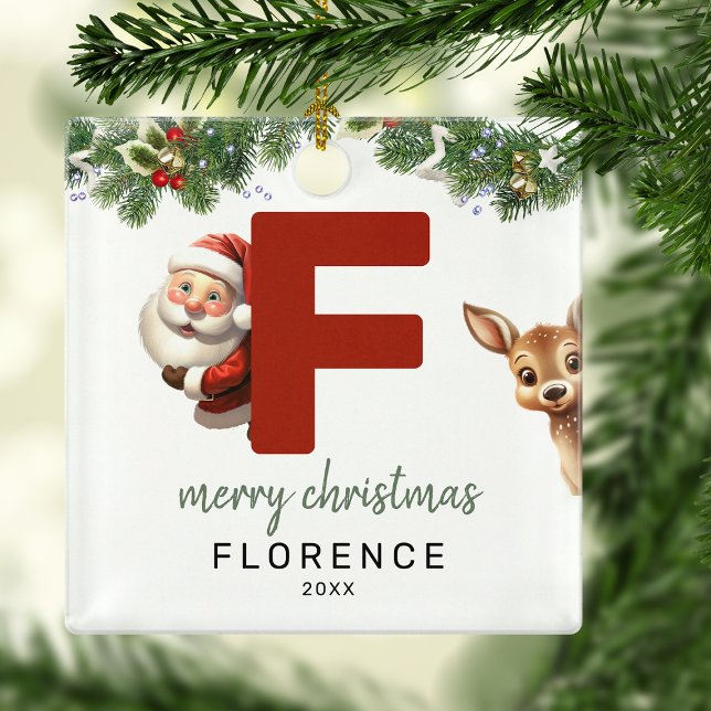 Kids Letter F Monogram Christmas Tree Ornament Aus Metall (Von Creator hochgeladen)