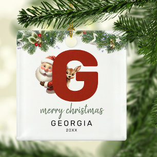 Kids Letter G Monogramm Weihnachtsbaum Ornament Aus Metall