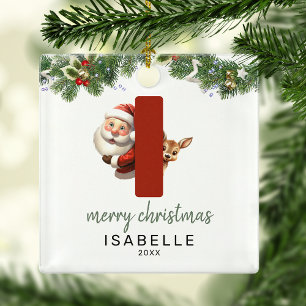 Kids Letter I Monogramm Weihnachtsbaum Ornament Aus Metall