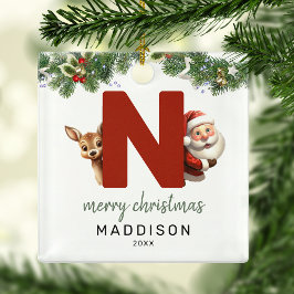 Kids Letter N Monogram Christmas Tree Ornament Aus Metall
